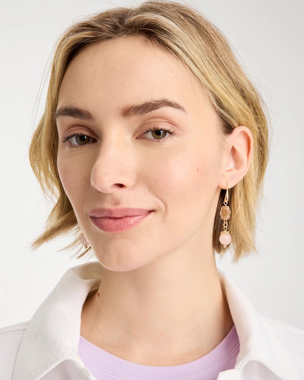 Flower Beaded Drop Earrings Orchid - Chico's