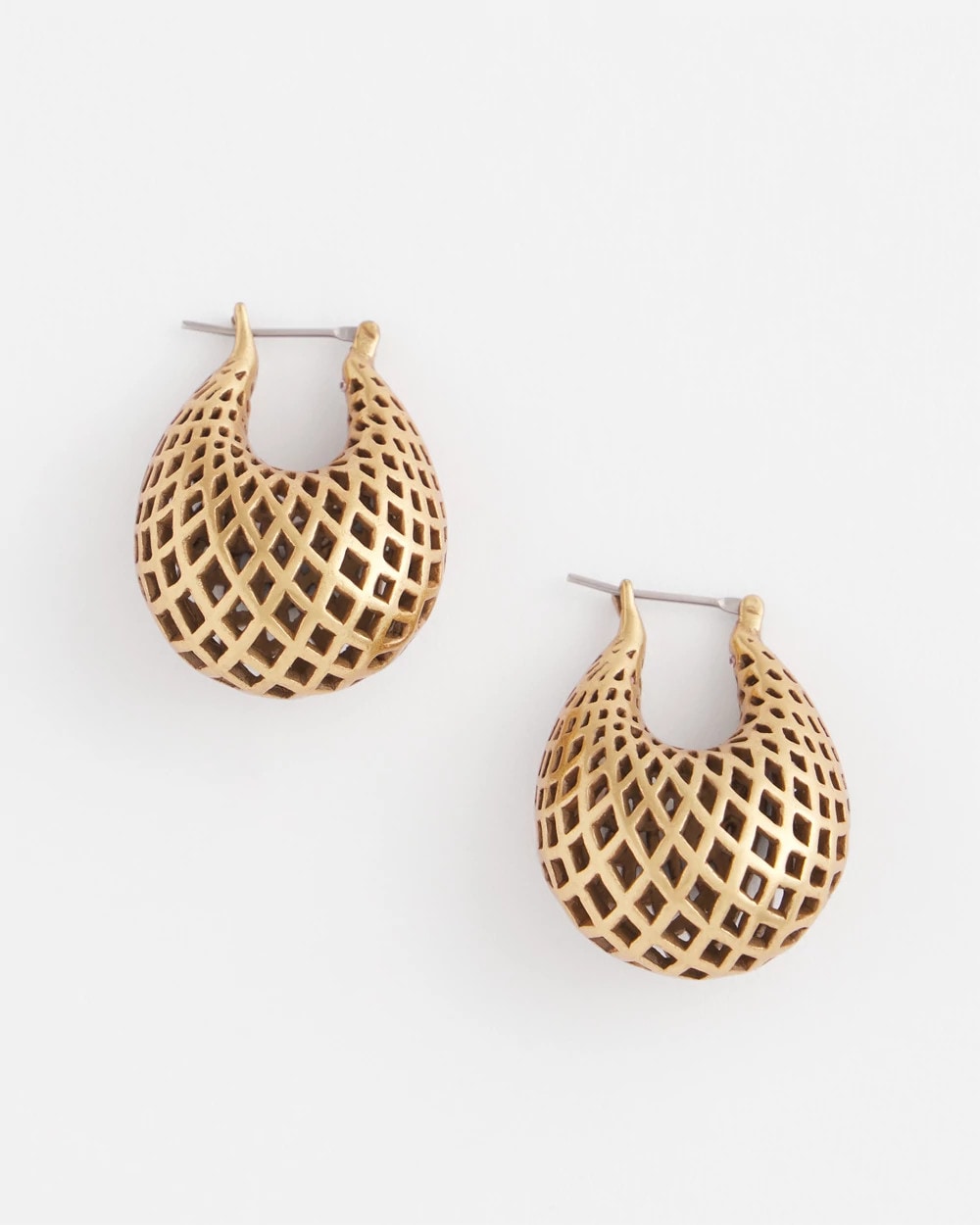 Gold Lattice Puff Hoop Earrings Gold - Chico's