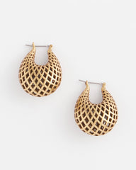 Gold Lattice Puff Hoop Earrings Gold - Chico's