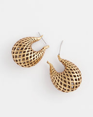 Gold Lattice Puff Hoop Earrings Gold - Chico's
