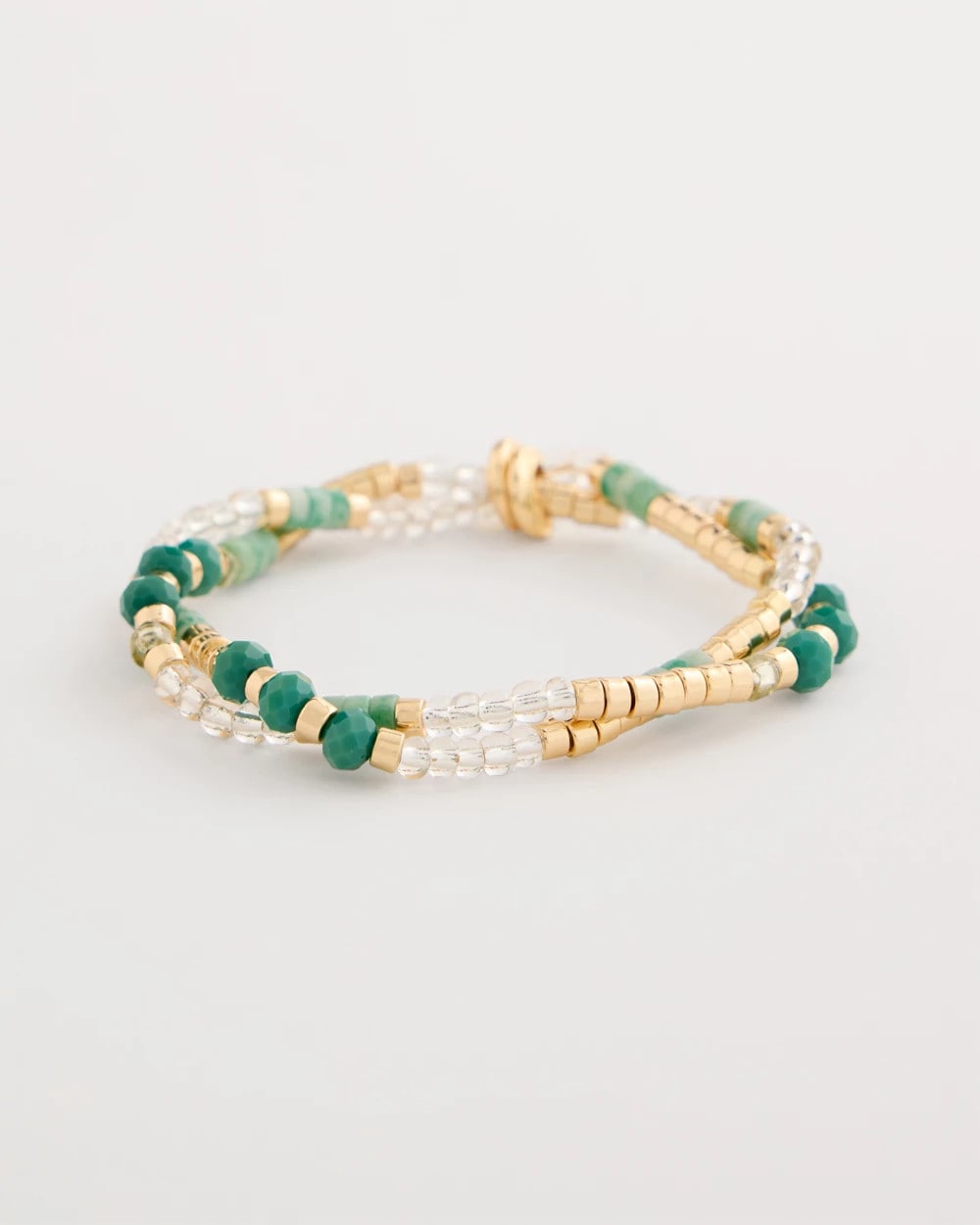 Genuine Howlite Beaded Stretch Bracelet Green - Chico's