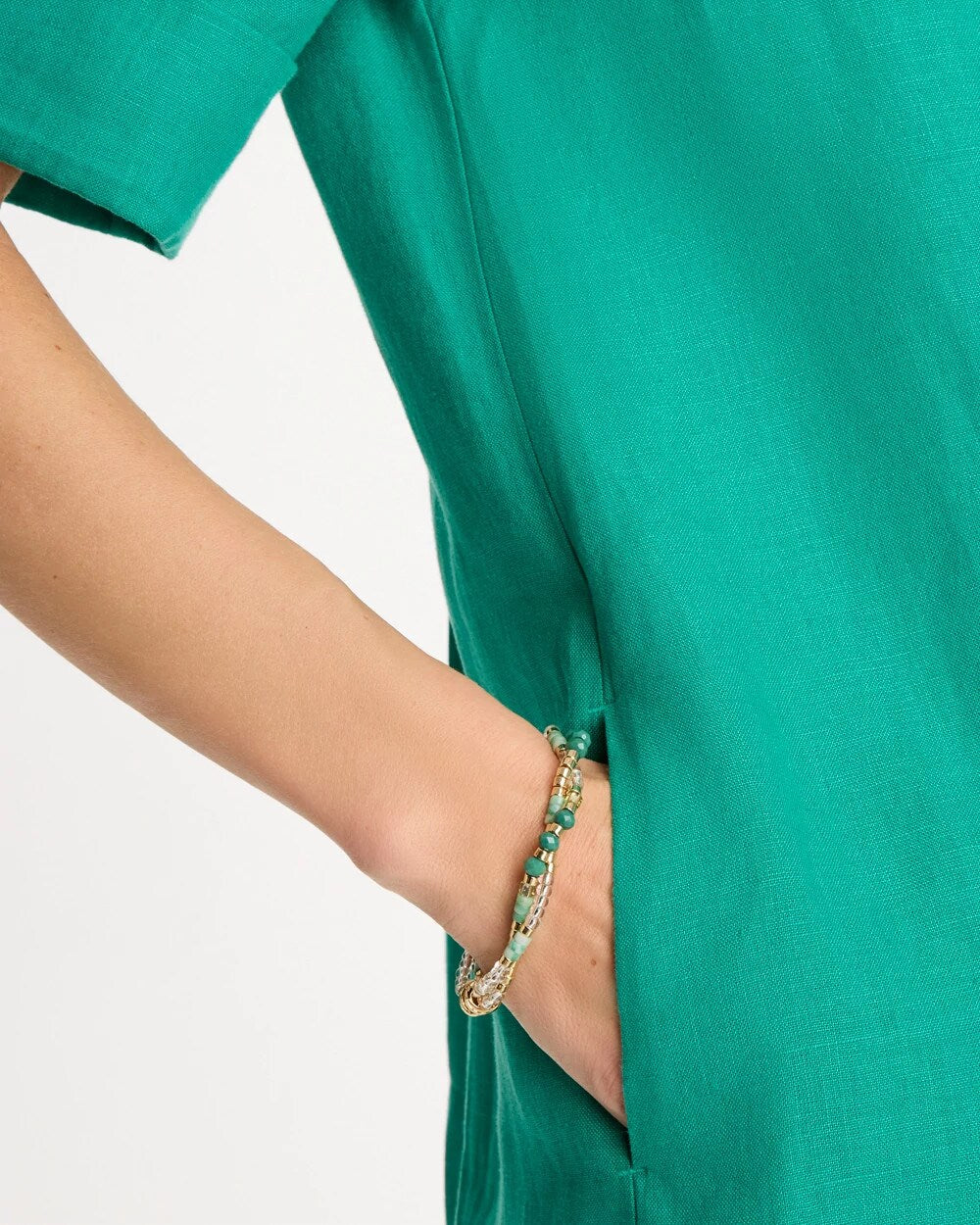 Genuine Howlite Beaded Stretch Bracelet Green - Chico's
