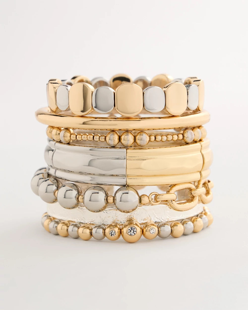 Mixed Metal Chain Bead Stretch Bracelet Mixed Metals - Chico's