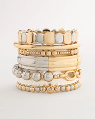 Mixed Metal Chain Bead Stretch Bracelet Mixed Metals - Chico's