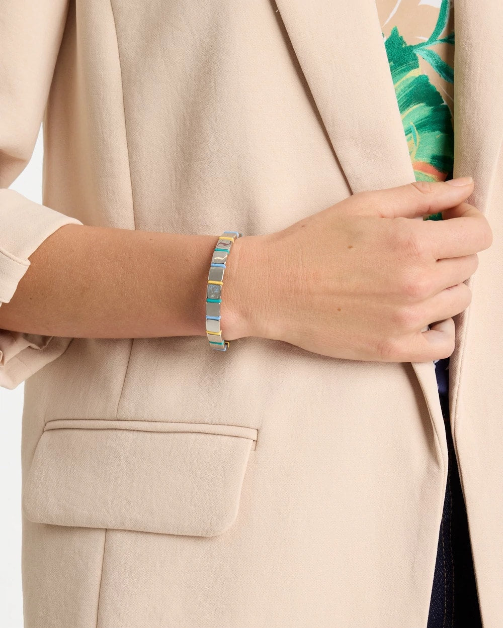 Glam Teal Slice Stretch Bracelet Teal - Chico's