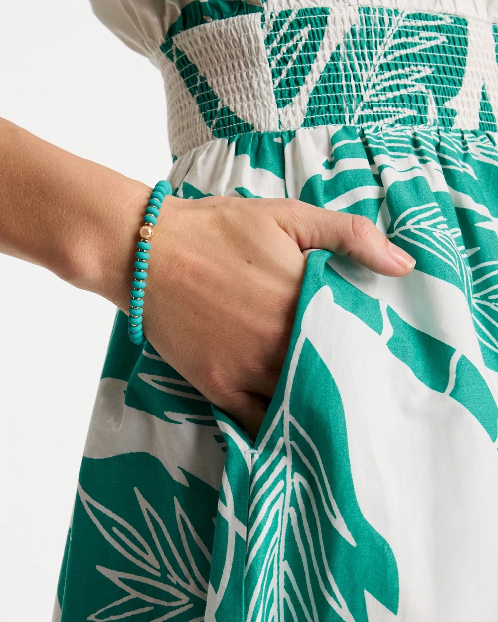 Green Round Stretch Bracelet Teal - Chico's