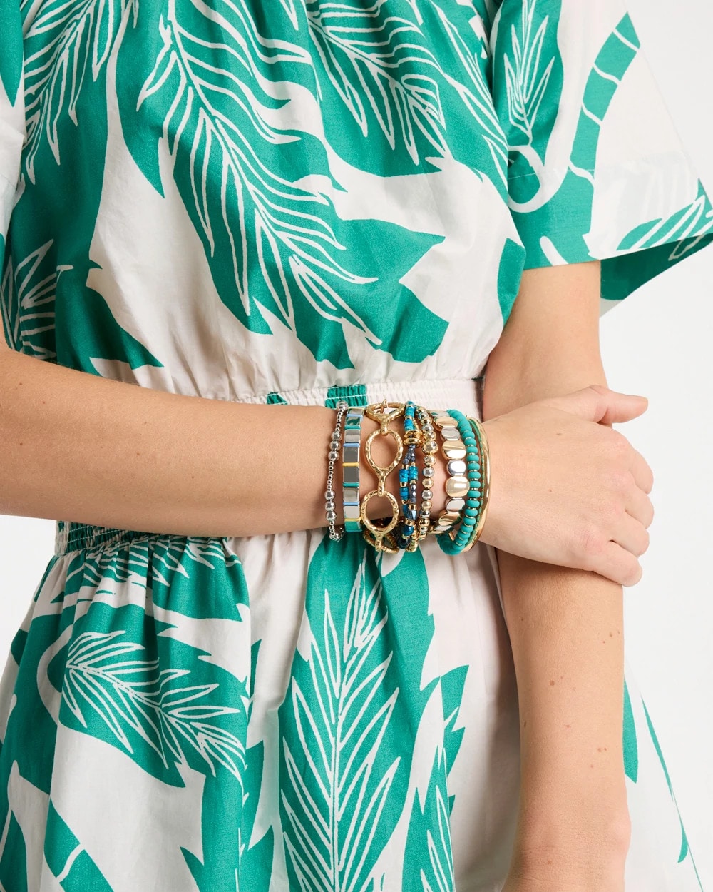 Green Round Stretch Bracelet Teal - Chico's