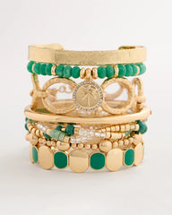 Green Goldtone Glam Stretch Bracelet Green - Chico's