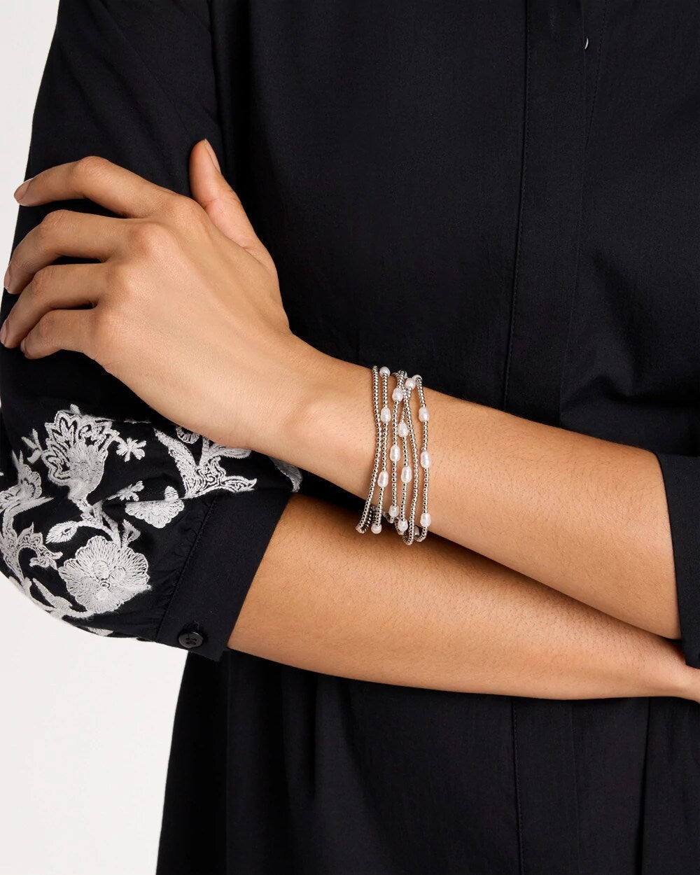 Pearlescent Bead Ball Bracelet Silver - Chico's