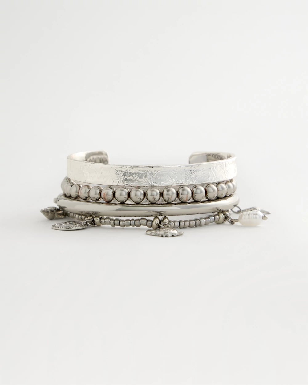 Beachy Silvertone Stretch Charm Bracelet Silver - Chico's