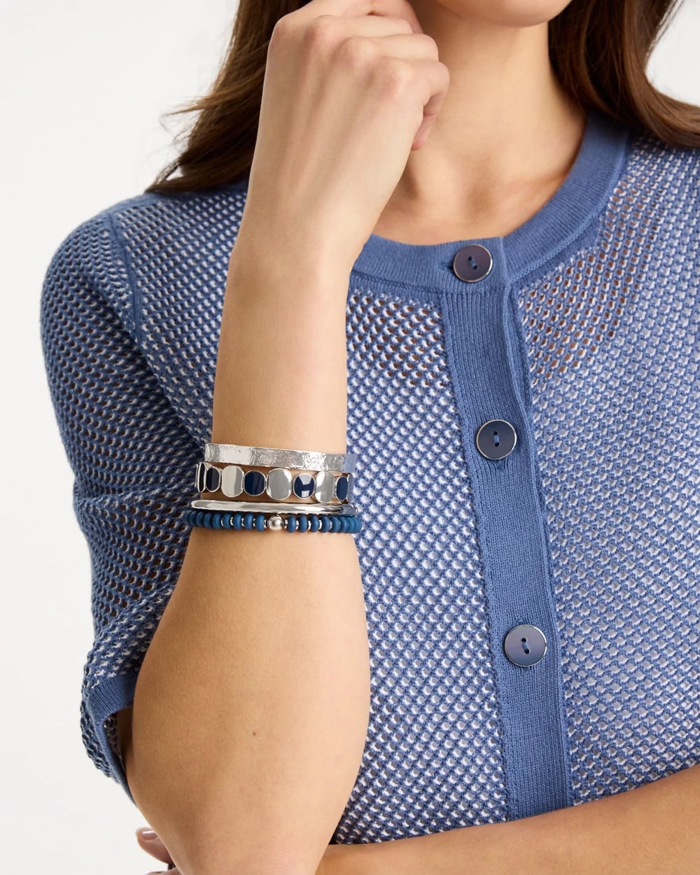 Navy Round Stretch Bracelet Navy - Chico's