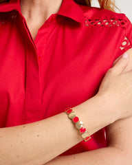 Red Goldtone Glam Stretch Bracelet Red - Chico's