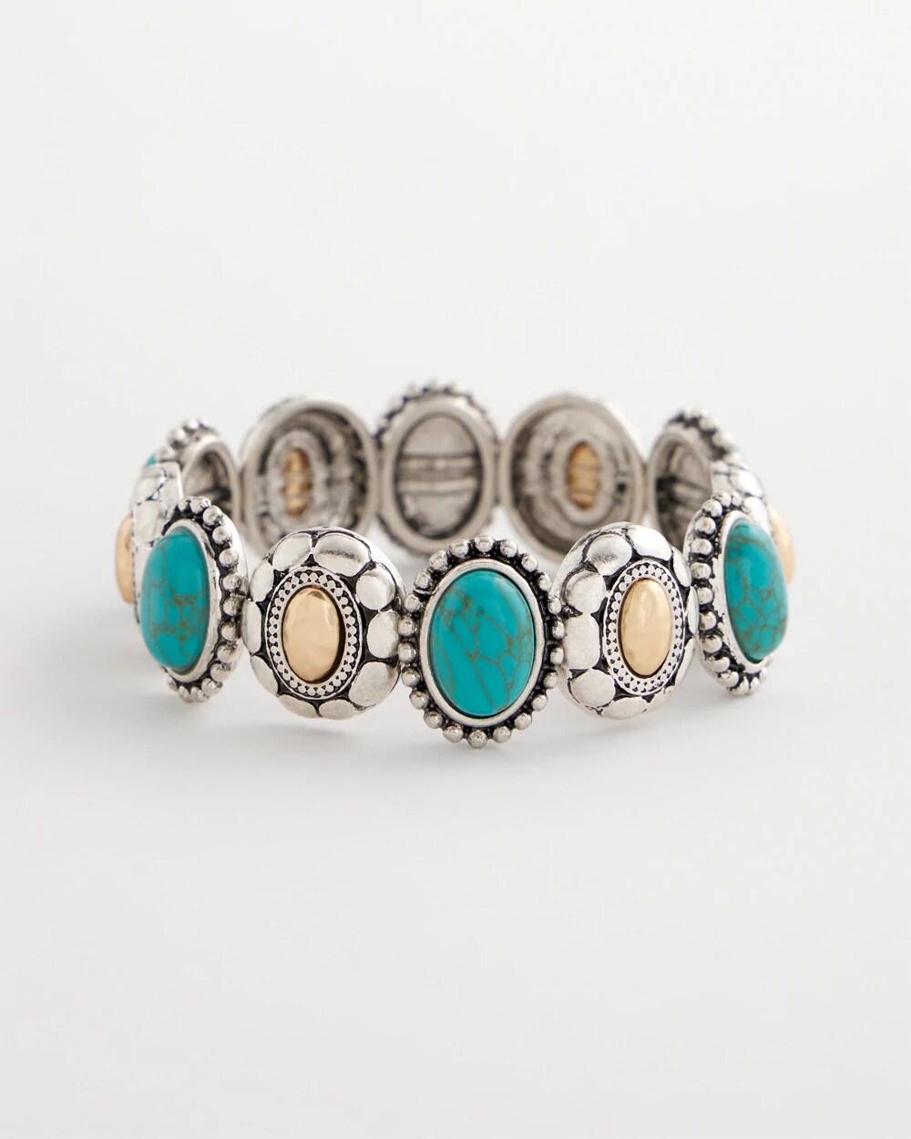 Turquoise Mixed Metal Stretch Bracelet Turquoise - Chico's