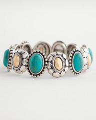 Turquoise Mixed Metal Stretch Bracelet Turquoise - Chico's