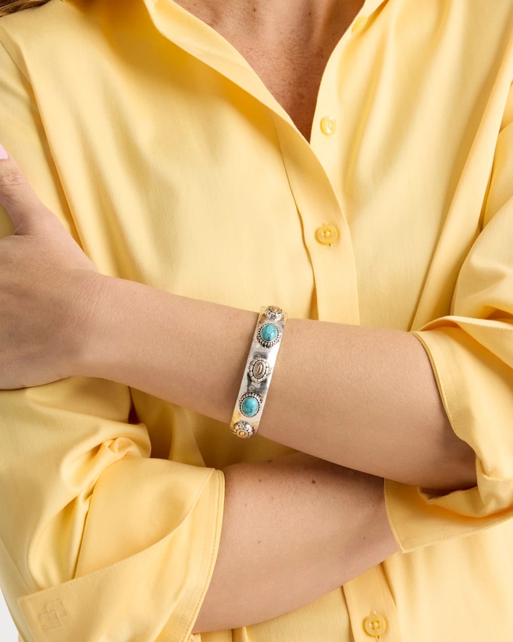Turquoise Mixed Metal Bangle Turquoise - Chico's