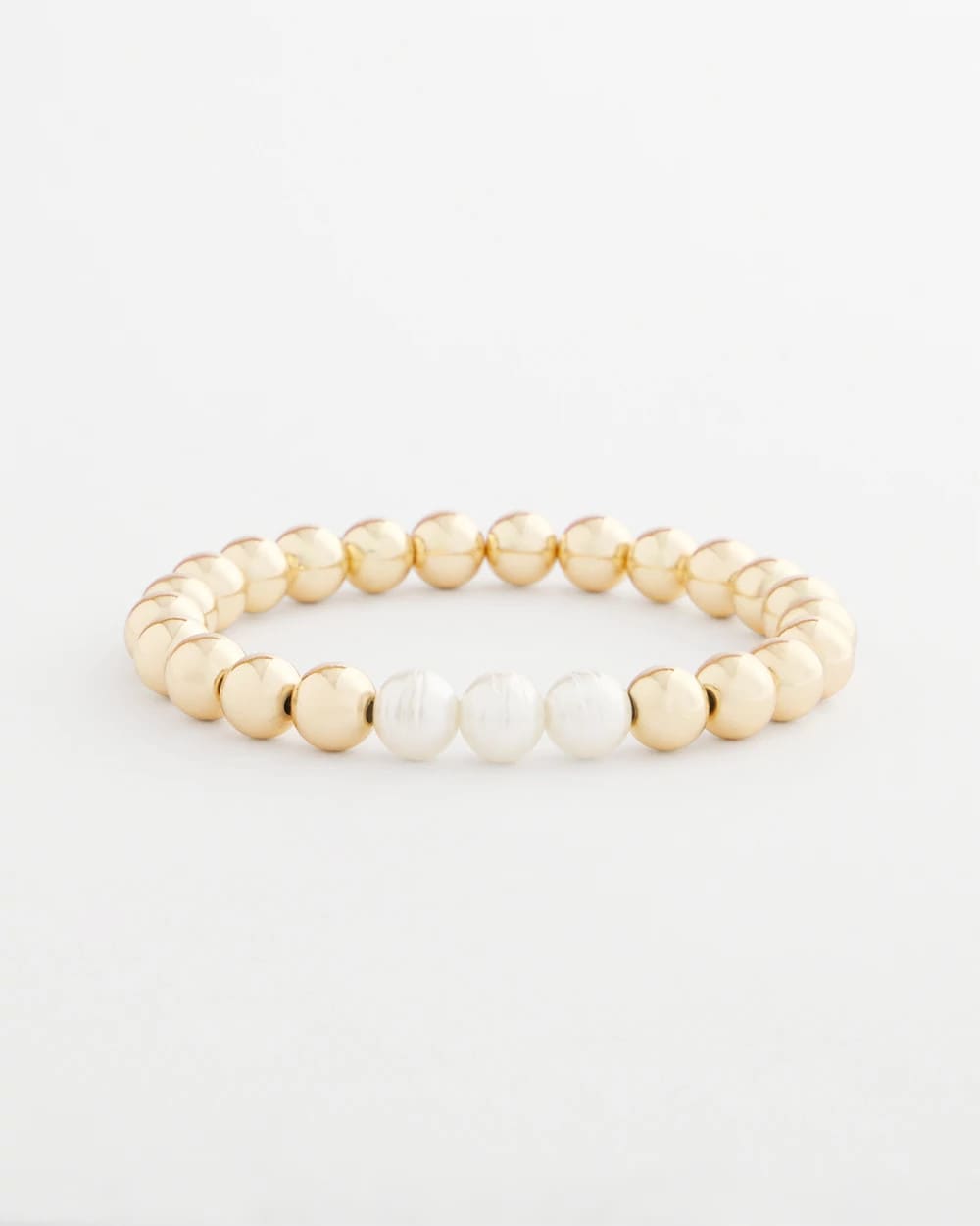 Goldtone Bead Stretch Bracelet Pearl - Chico's
