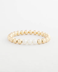 Goldtone Bead Stretch Bracelet Pearl - Chico's