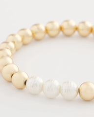 Goldtone Bead Stretch Bracelet Pearl - Chico's