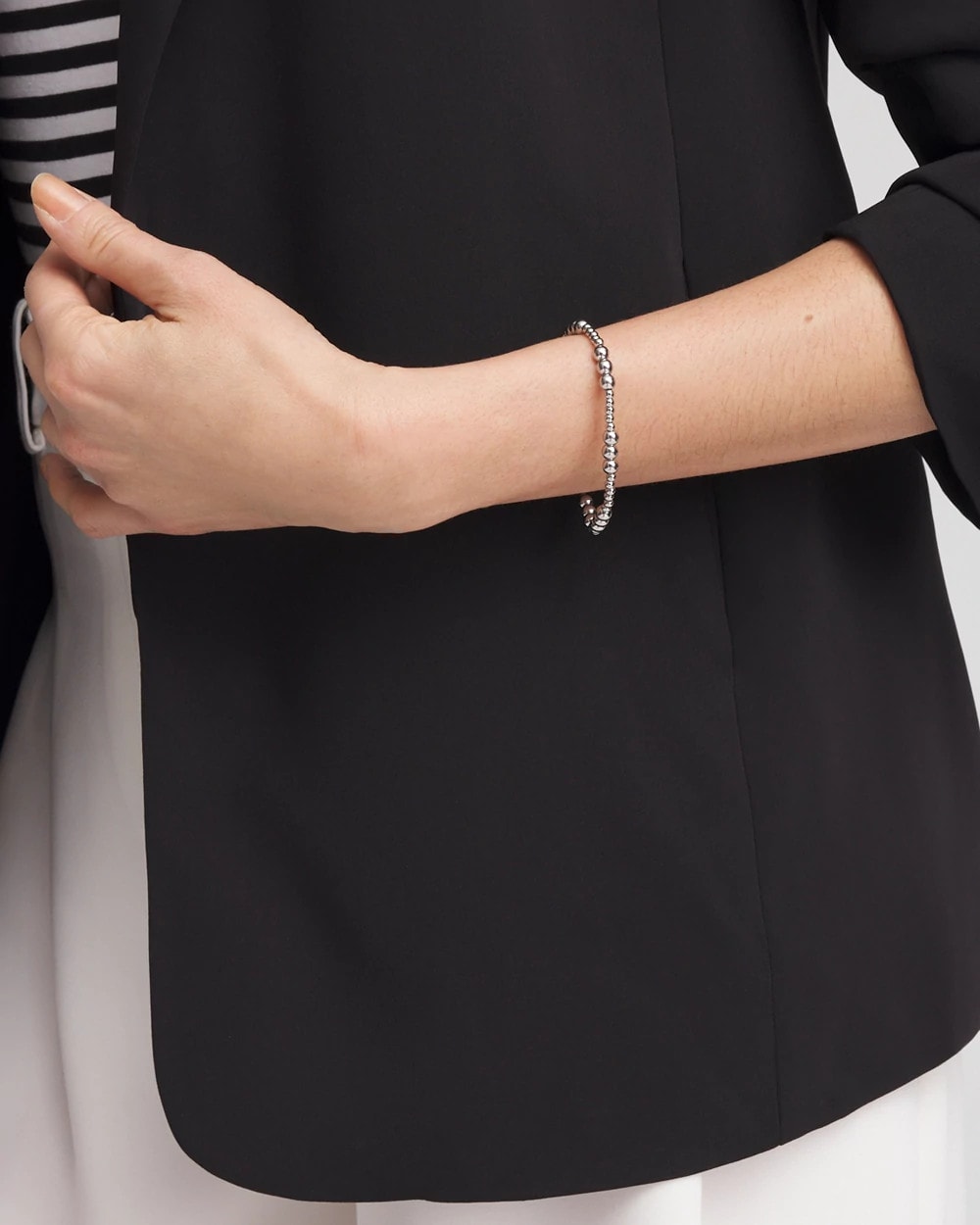 Silver-tone Small Bead Stretch Bracelet Silver - Chico's