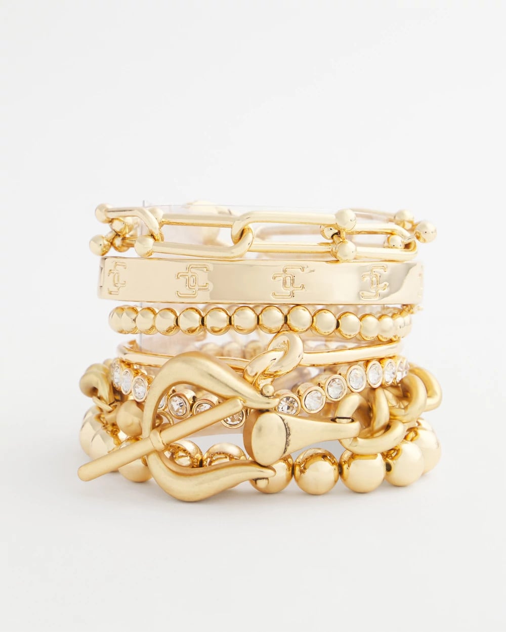 Small Beaded Gold Tone Stretch Bracelet Gold - Chico's