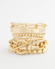 Small Beaded Gold Tone Stretch Bracelet Gold - Chico's