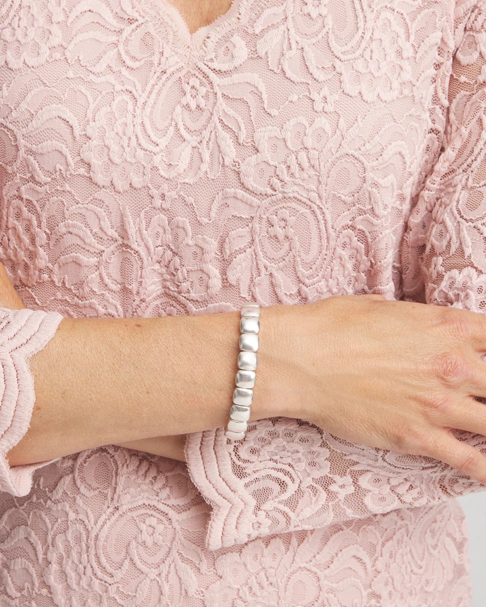Silvertone Stretch Bracelet Silver - Chico's