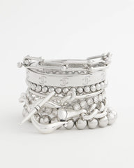 Small Beaded Silver Tone Stretch Bracelet Silver - Chico's