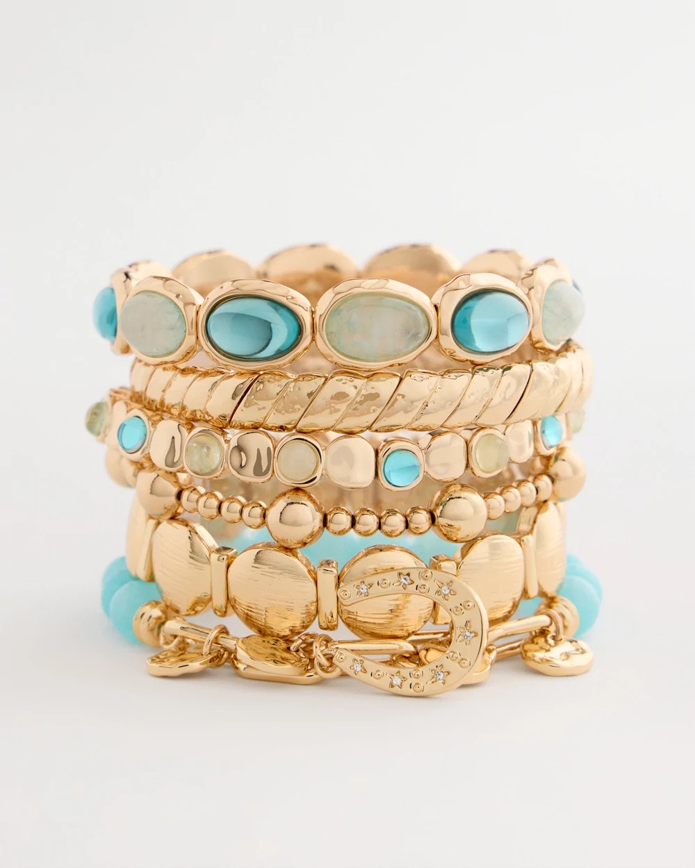 Jade Stone Link Charm Bracelet Light Blue - Chico's