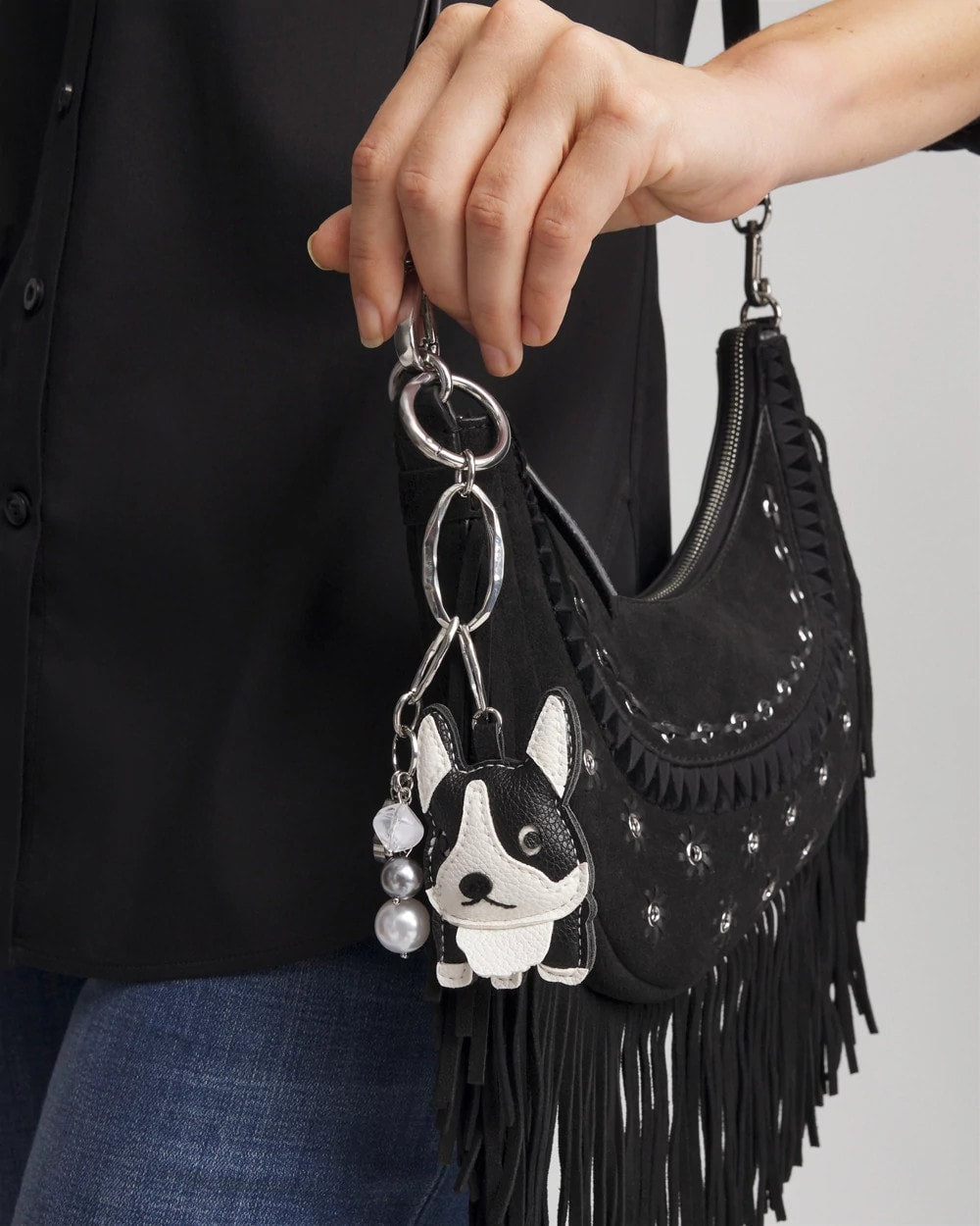 Frenchie Dog Bag Charm Black/White - Chico's