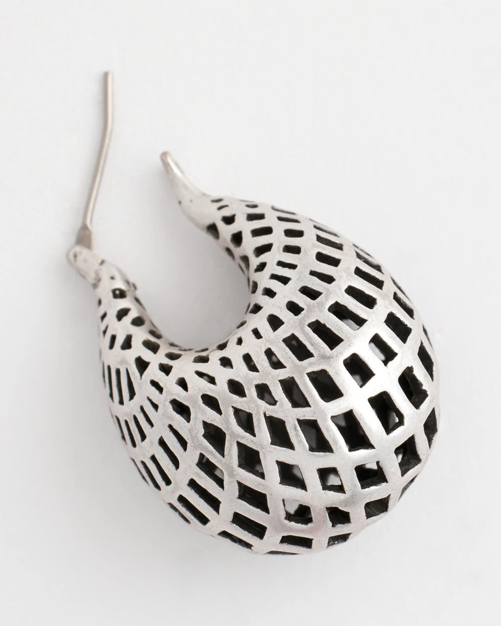 Silver Lattice Puff Hoop Earrings Silver - Chico's