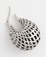 Silver Lattice Puff Hoop Earrings Silver - Chico's
