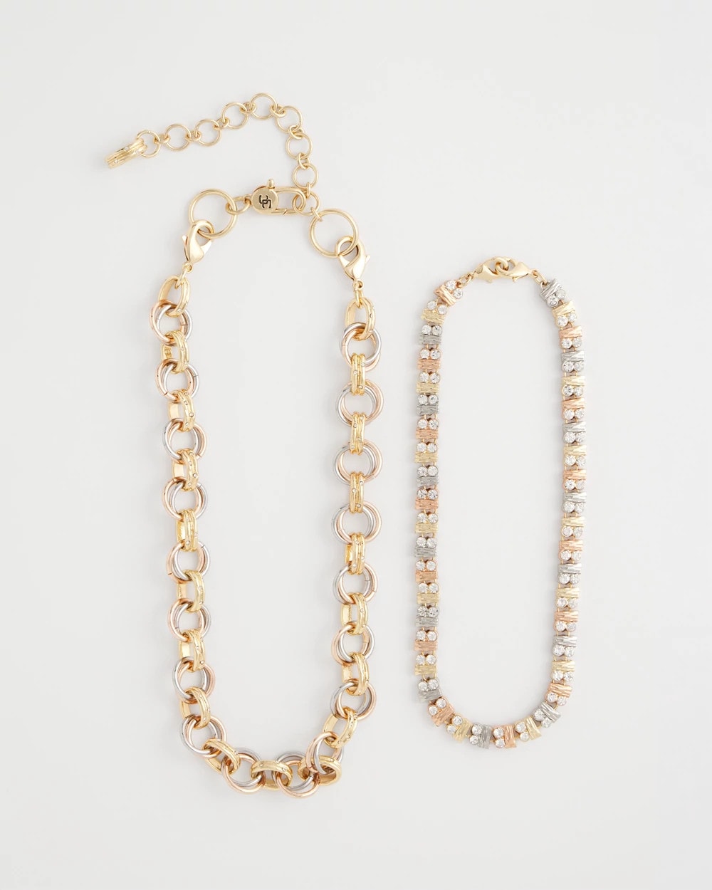 Convertible Tri-Tone Short Necklace Mixed Metals - Chico's