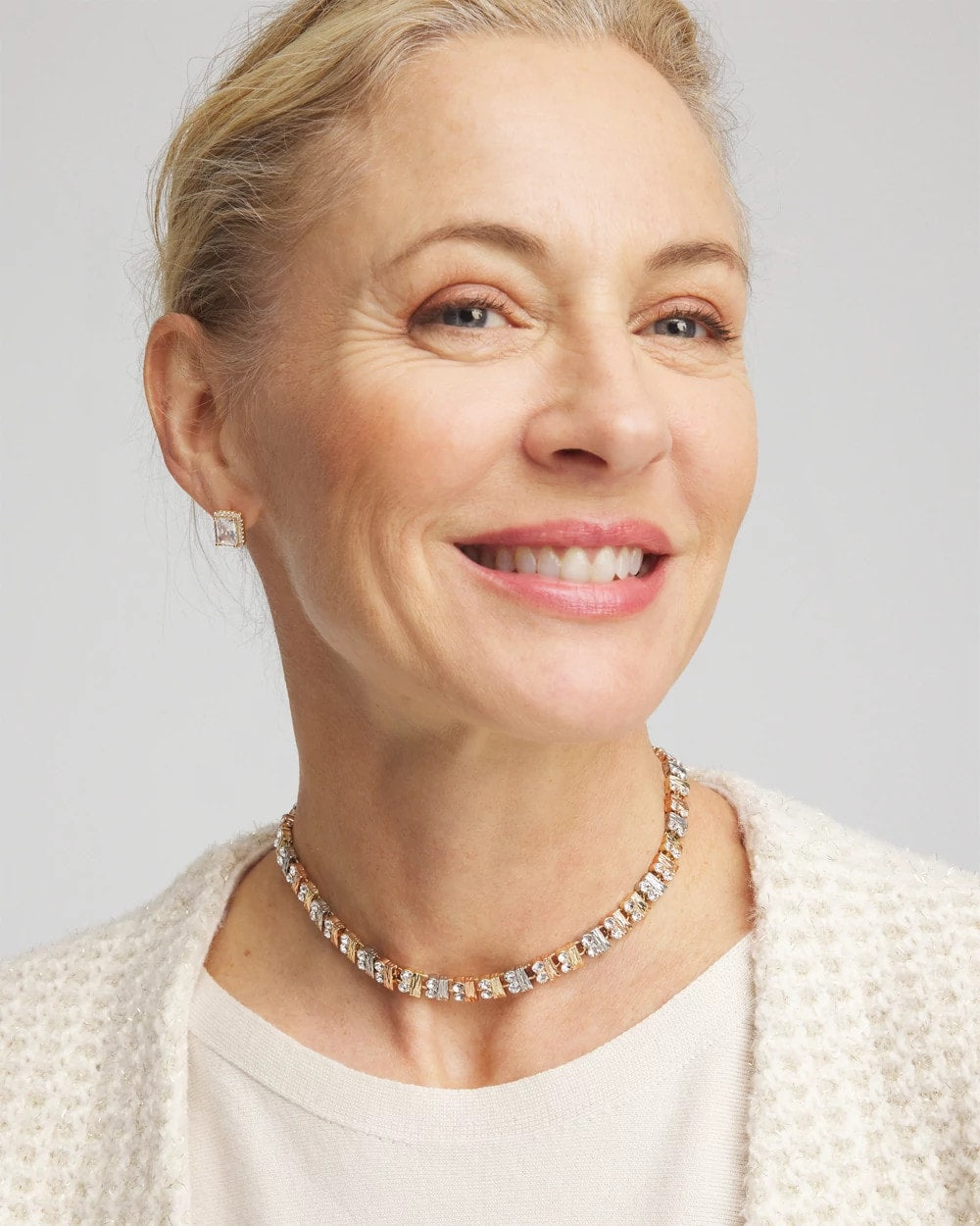 Convertible Tri-Tone Short Necklace Mixed Metals - Chico's