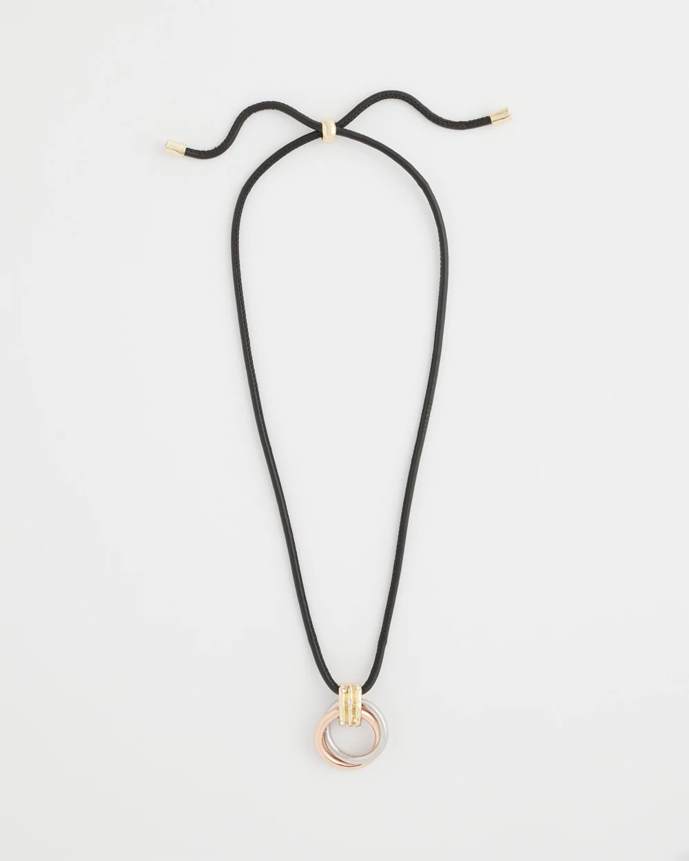 Adjustable Tri-Tone Pendant Necklace Mixed Metals - Chico's