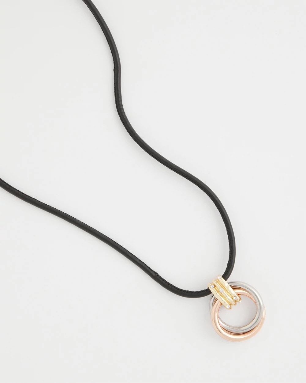 Adjustable Tri-Tone Pendant Necklace Mixed Metals - Chico's