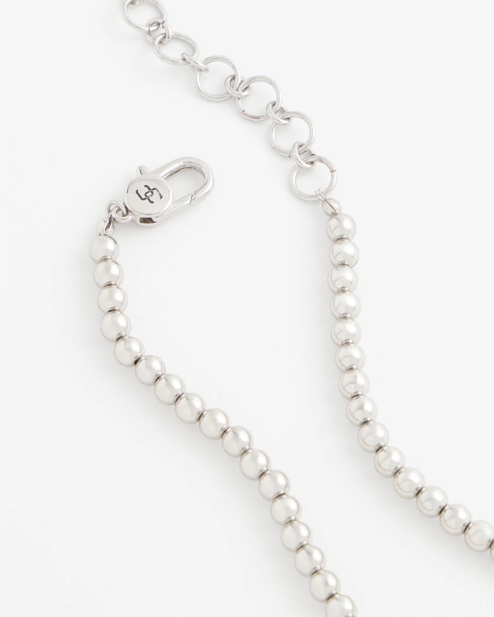 Silvertone Beaded Necklace Silver - Chico's