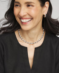 Silvertone Bamboo Collar Necklace Silver - Chico's
