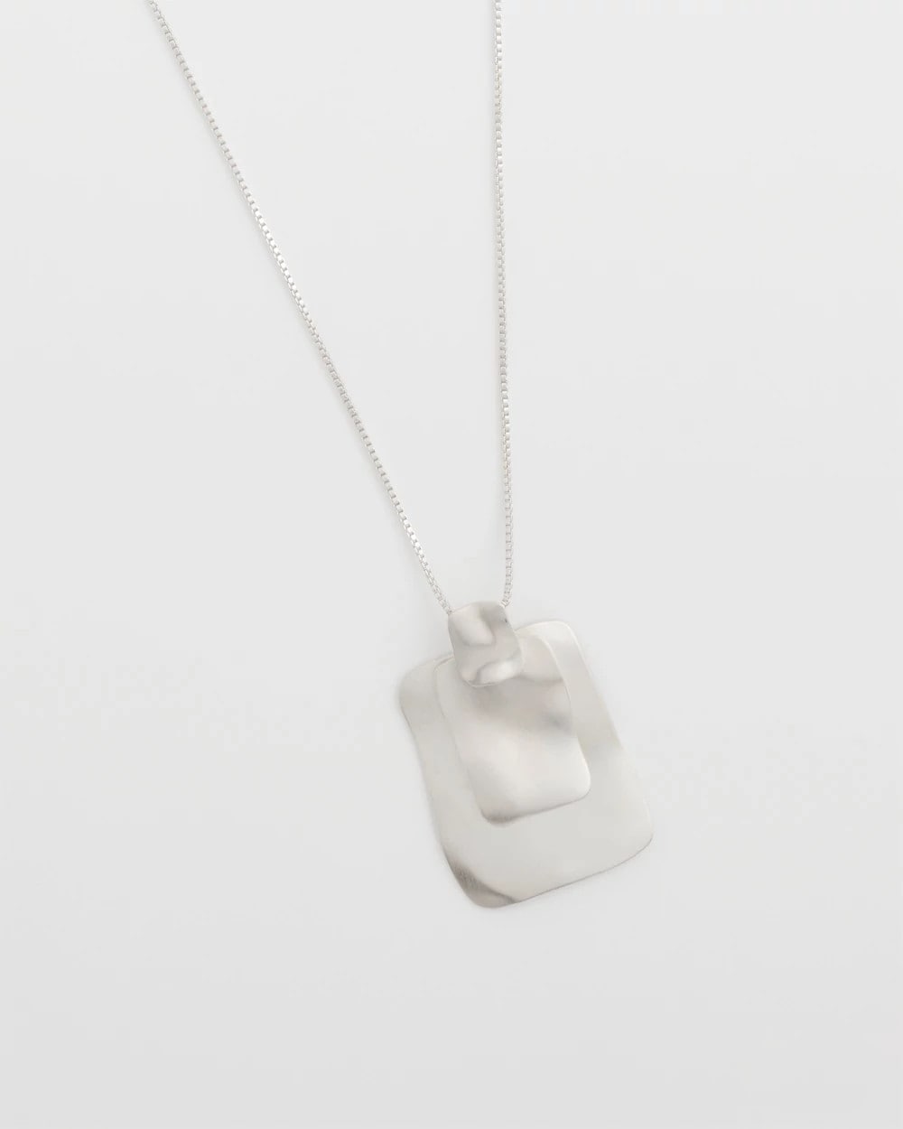 Adjustable Square Pendant Necklace Silver - Chico's