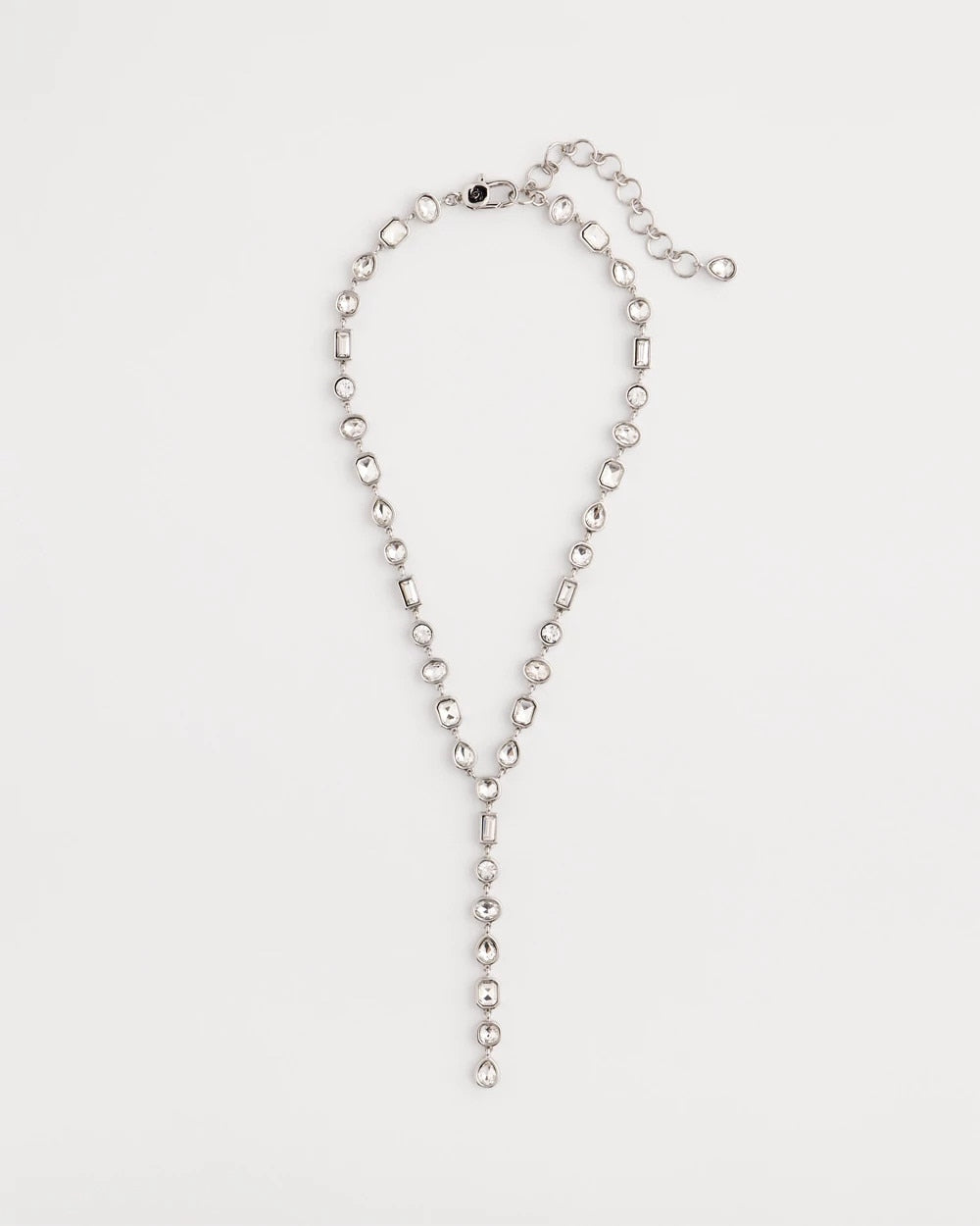 Bezel Set Silvertone Y-Necklace Silver - Chico's
