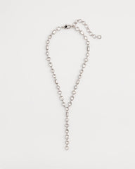 Bezel Set Silvertone Y-Necklace Silver - Chico's