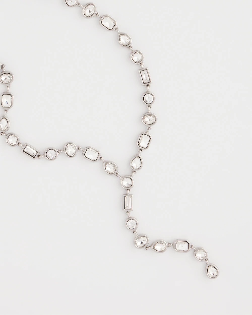 Bezel Set Silvertone Y-Necklace Silver - Chico's