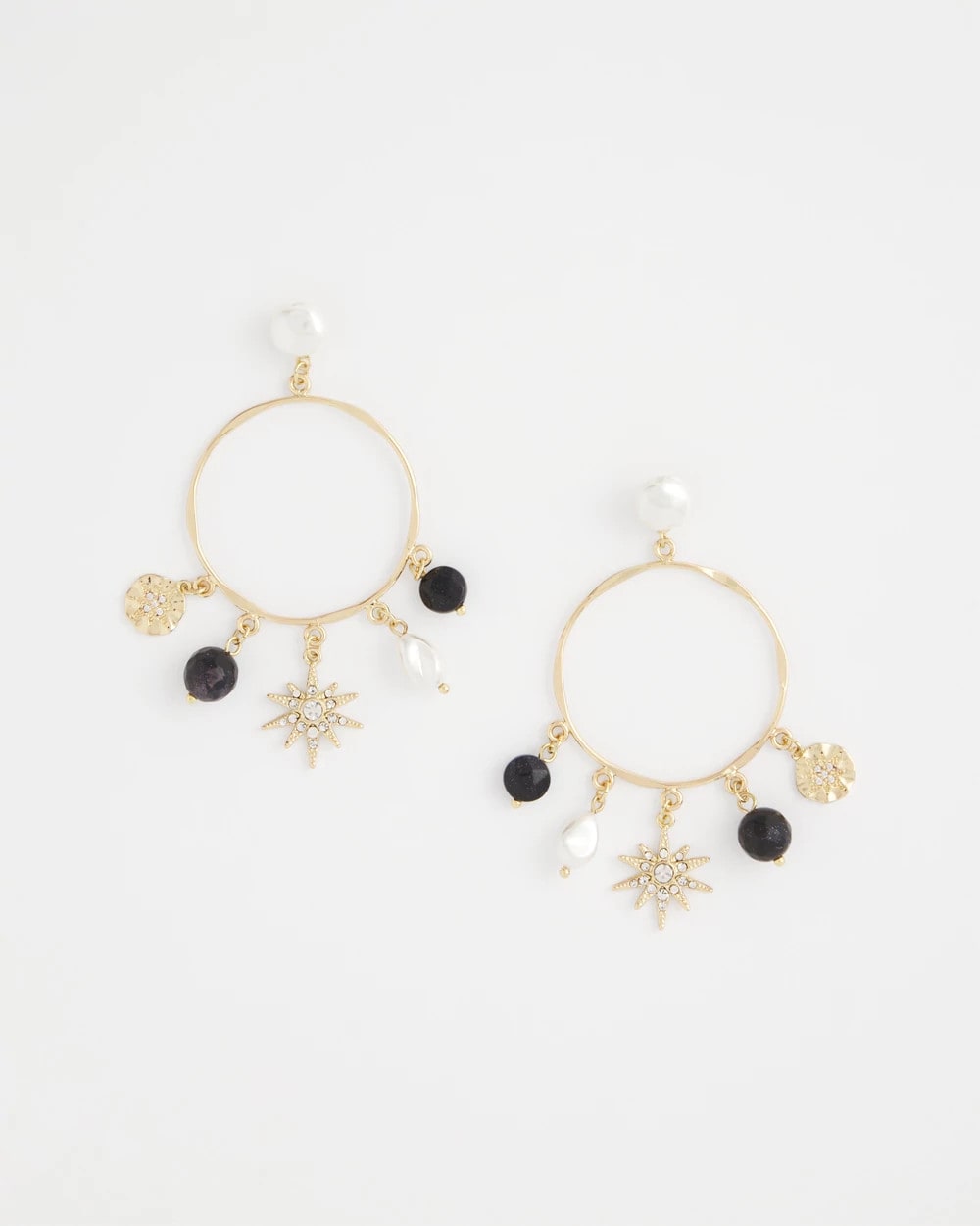 Starry Night Charm Hoop Earrings Gold - Chico's