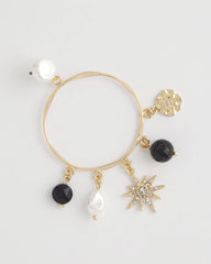 Starry Night Charm Hoop Earrings Gold - Chico's