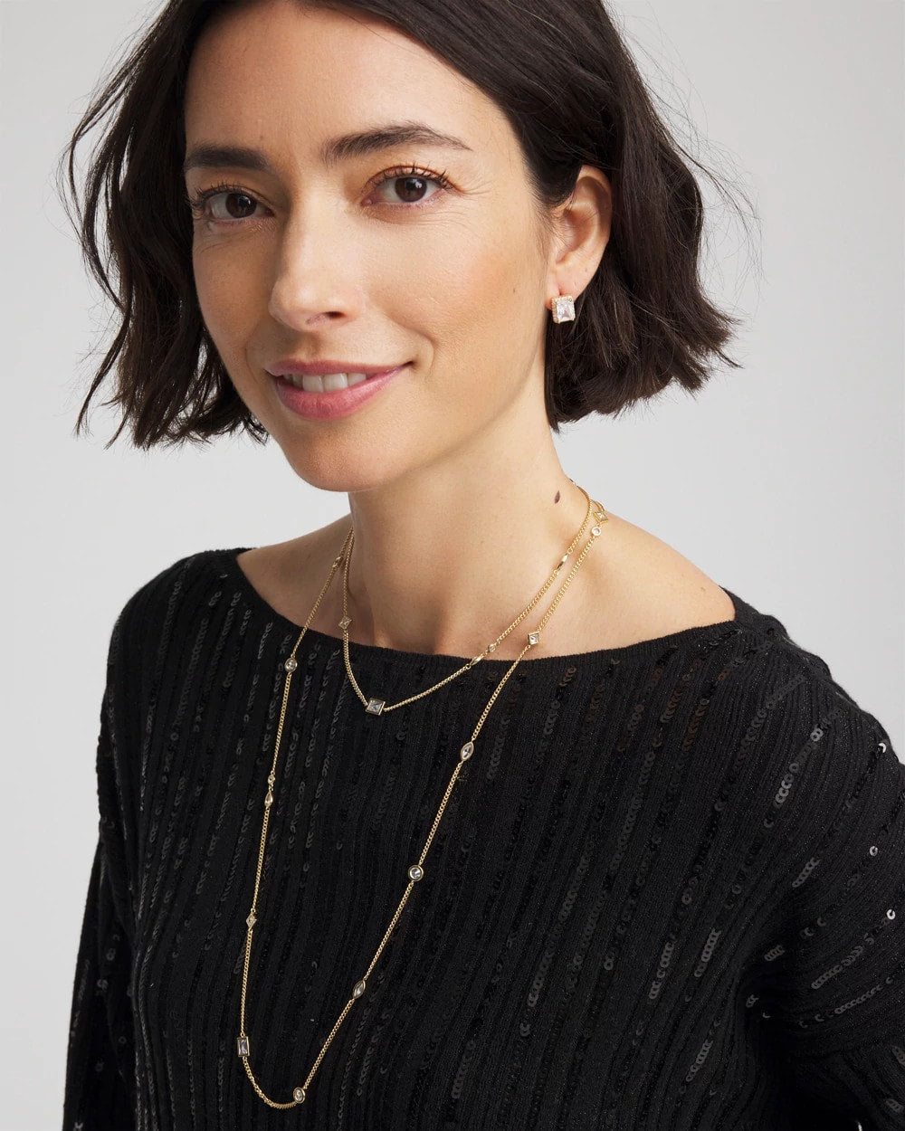 Fine Crystal Long Chain Necklace Gold - Chico's