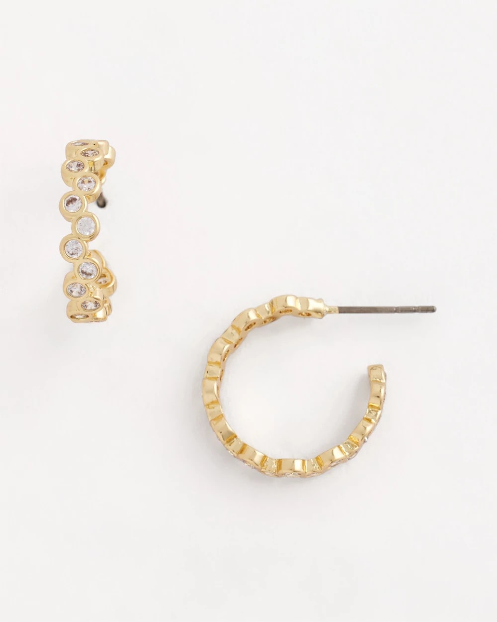 Goldtone Cubic Zirconia Hoop Earrings Gold - Chico's