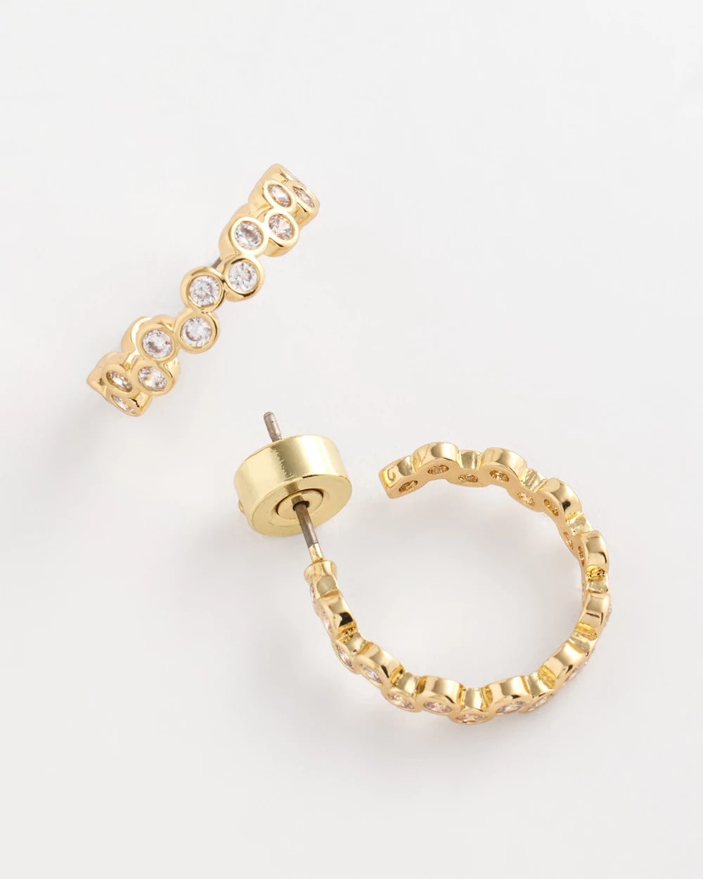 Goldtone Cubic Zirconia Hoop Earrings Gold - Chico's