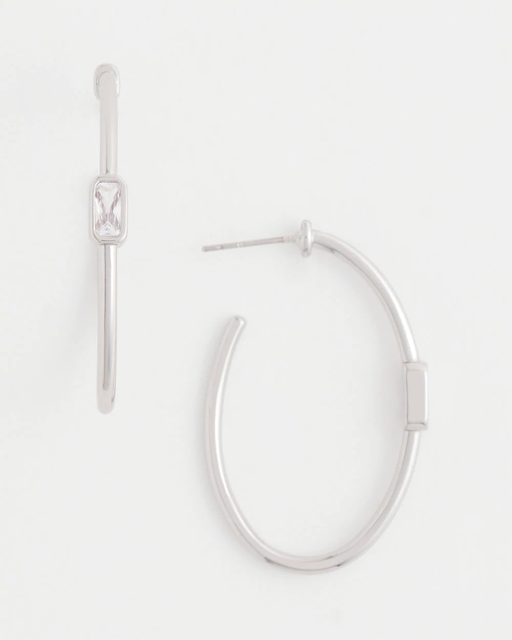 Silver Oval Hoop Earrings Silver - Chico's