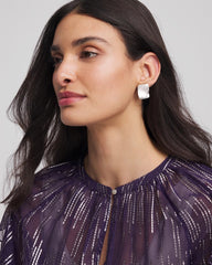 Square Oversized Stud Earrings Silver - Chico's