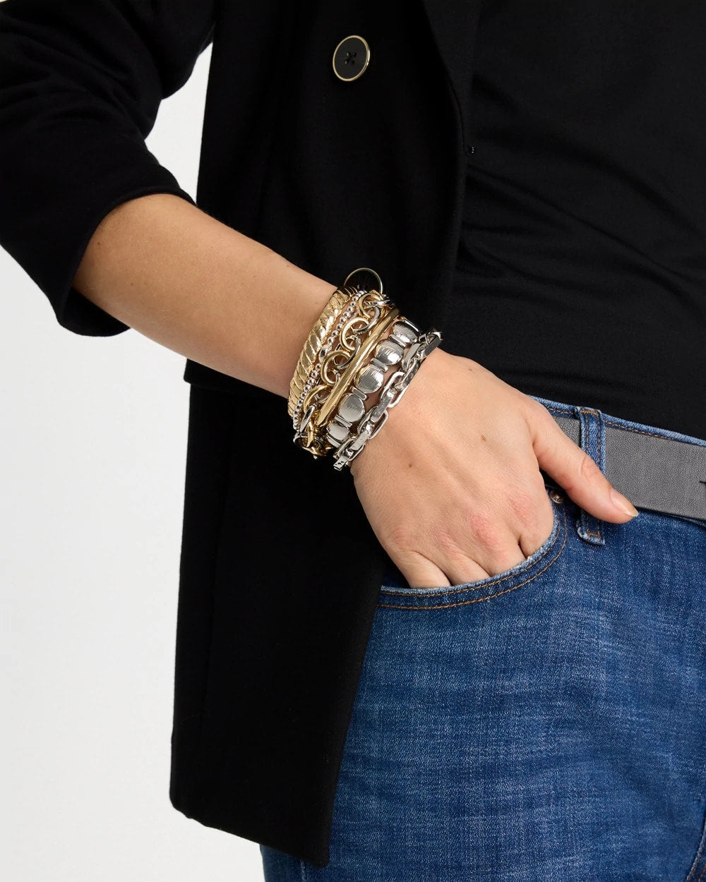 Open Link Stretch Bracelet Mixed Metals - Chico's