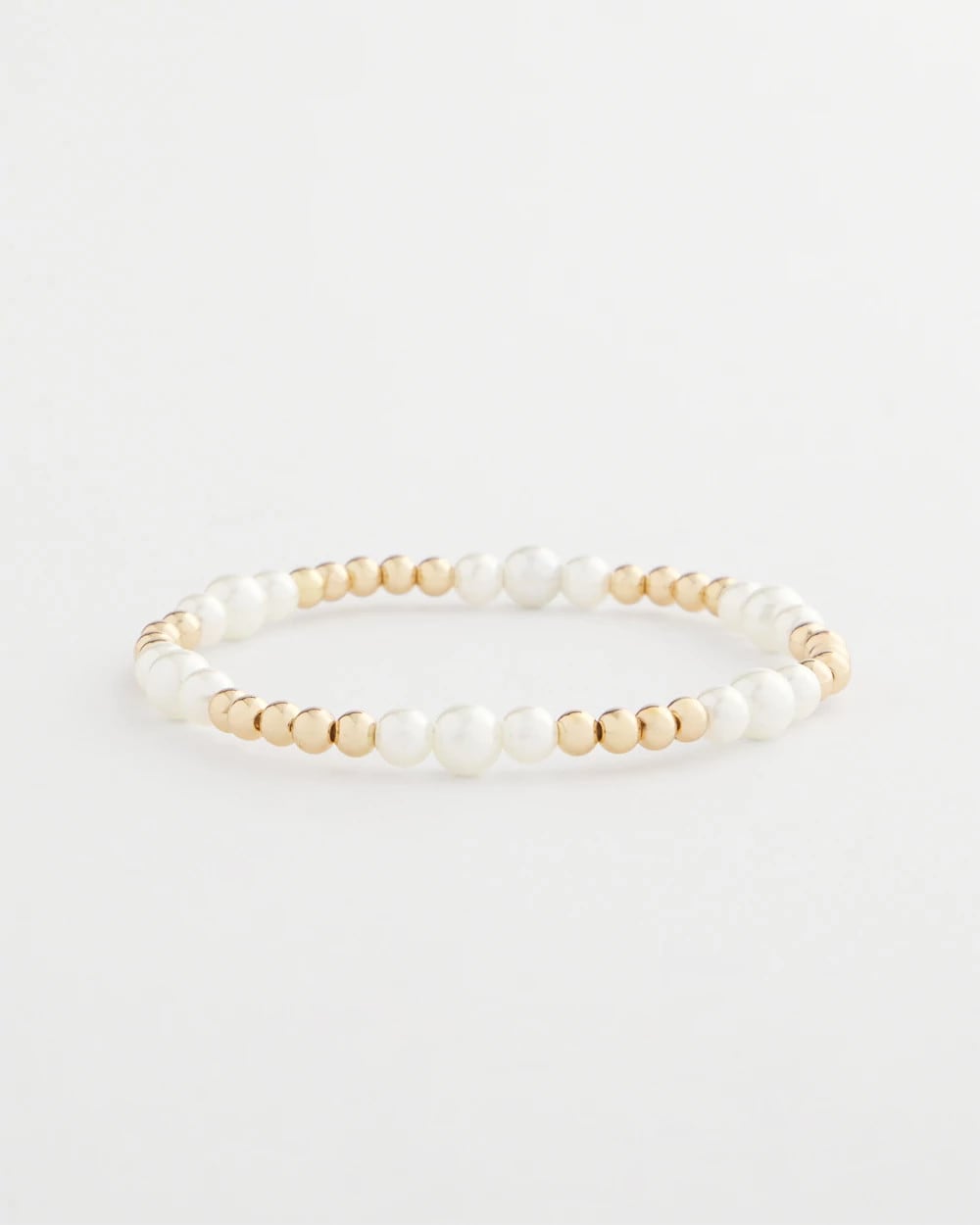 Goldtone Bead Stretch Bracelet Pearl - Chico's